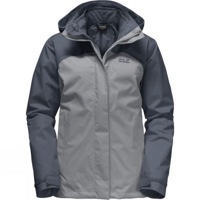 Chaquetas Jack Wolfskin Echo Bay 3-in-1 Mujer Gris / Gris Oscuro - Chile HFE592641